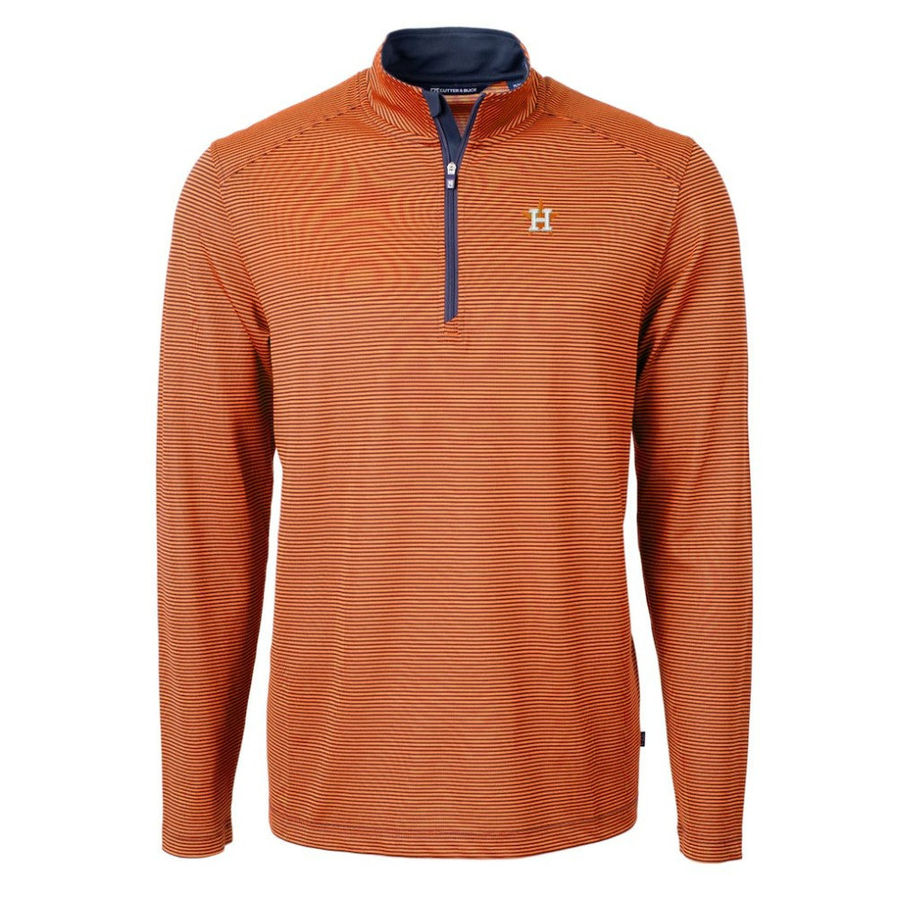 Houston Astros Cutter & Buck Virtue Eco Pique Micro Stripe Recycled Quarter-Zip Pullover Top - MLB