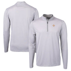Houston Astros Cutter & Buck Virtue Eco Pique Micro Stripe Recycled Quarter-Zip Pullover Top - MLB