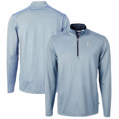 Kansas City Royals Cutter & Buck Virtue Eco Pique Micro Stripe Recycled Quarter-Zip Pullover Top - MLB