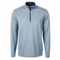 Kansas City Royals Cutter & Buck Virtue Eco Pique Micro Stripe Recycled Quarter-Zip Pullover Top - MLB