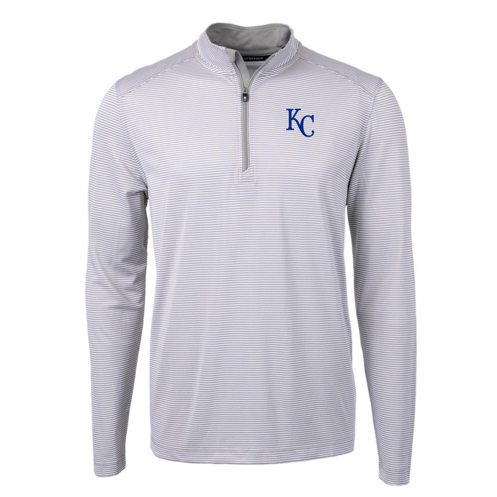 Kansas City Royals Cutter & Buck Virtue Eco Pique Micro Stripe Recycled Quarter-Zip Pullover Top - MLB