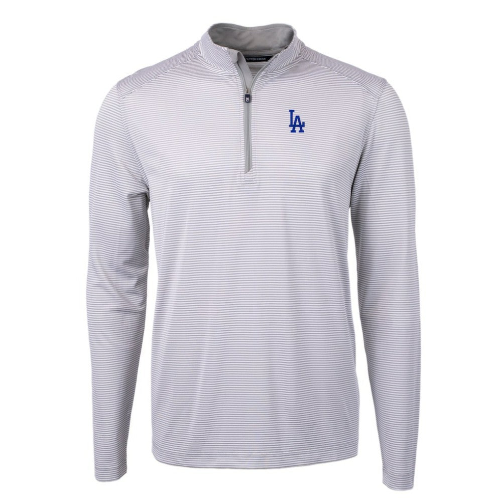 Los Angeles Dodgers Cutter & Buck Virtue Eco Pique Micro Stripe Recycled Quarter-Zip Pullover Top - MLB