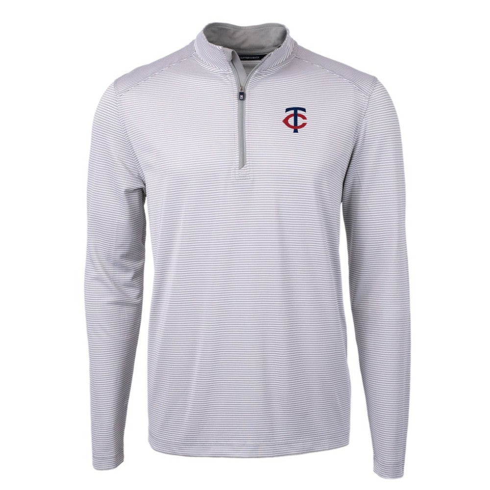 Minnesota Twins Cutter & Buck Virtue Eco Pique Micro Stripe Recycled Quarter-Zip Pullover Top - MLB