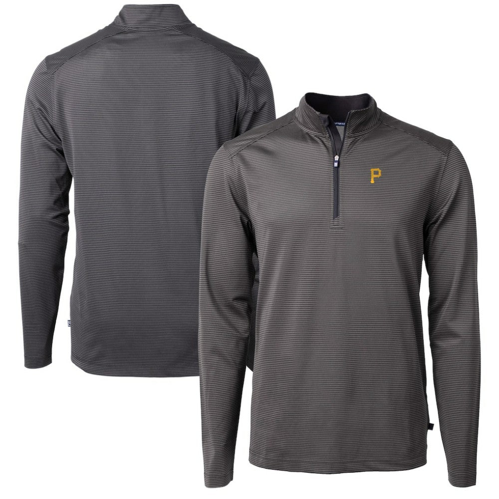 Pittsburgh Pirates Cutter & Buck Virtue Eco Pique Micro Stripe Recycled Quarter-Zip Pullover Top - MLB
