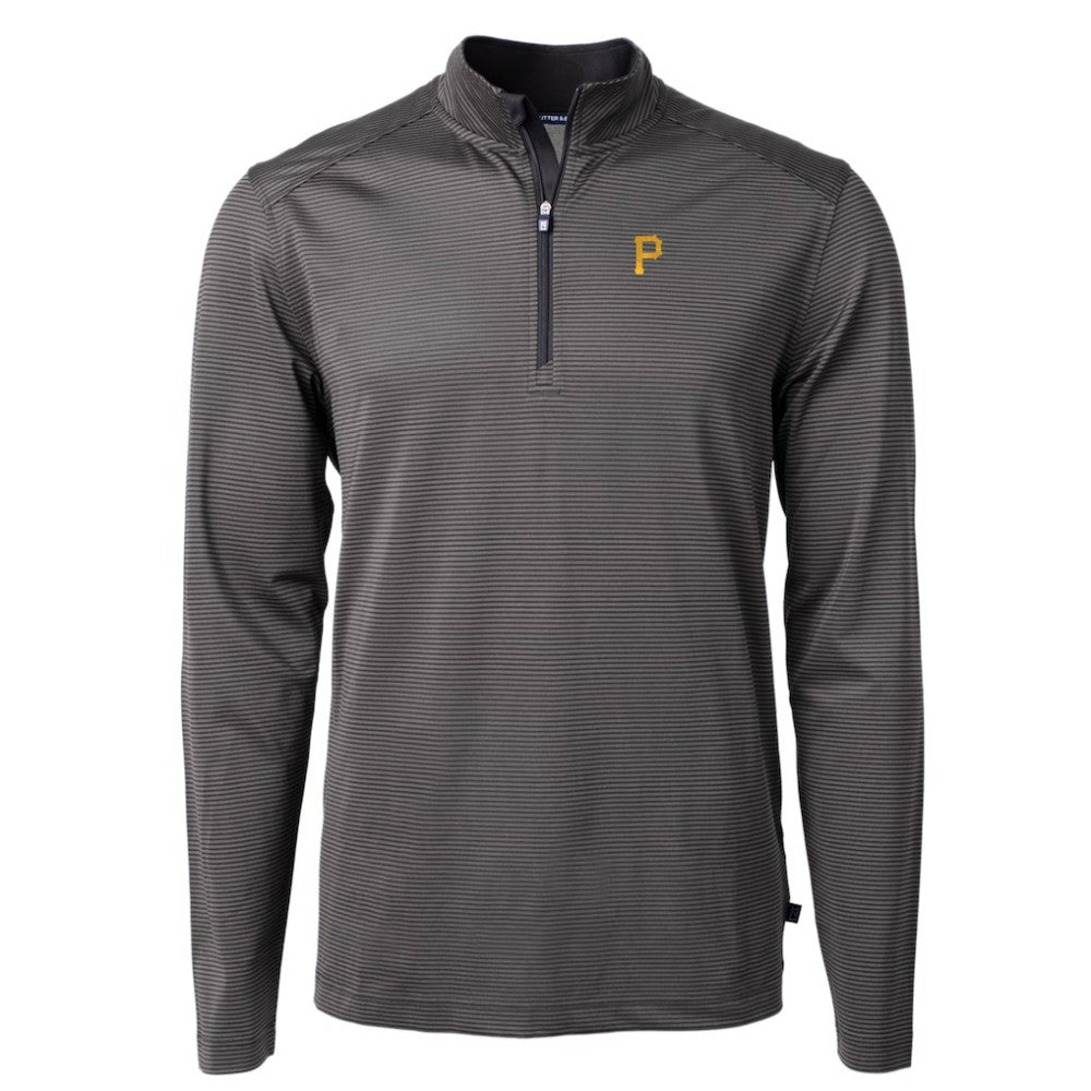 Pittsburgh Pirates Cutter & Buck Virtue Eco Pique Micro Stripe Recycled Quarter-Zip Pullover Top - MLB