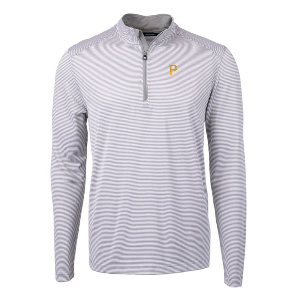 Pittsburgh Pirates Cutter & Buck Virtue Eco Pique Micro Stripe Recycled Quarter-Zip Pullover Top - MLB