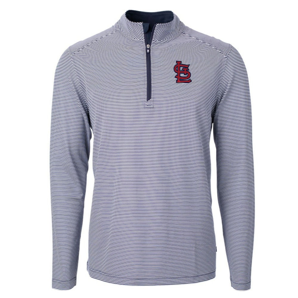 St. Louis Cardinals Cutter & Buck Virtue Eco Pique Micro Stripe Recycled Quarter-Zip Pullover Top - MLB