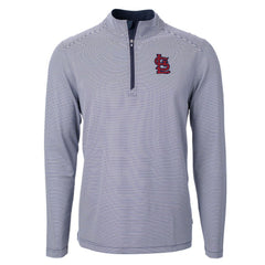 St. Louis Cardinals Cutter & Buck Virtue Eco Pique Micro Stripe Recycled Quarter-Zip Pullover Top - MLB