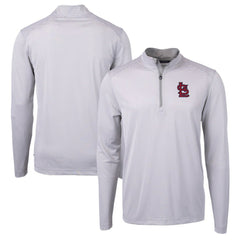 St. Louis Cardinals Cutter & Buck Virtue Eco Pique Micro Stripe Recycled Quarter-Zip Pullover Top - MLB