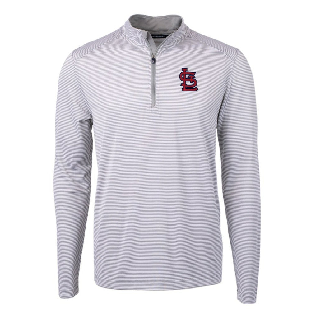 St. Louis Cardinals Cutter & Buck Virtue Eco Pique Micro Stripe Recycled Quarter-Zip Pullover Top - MLB