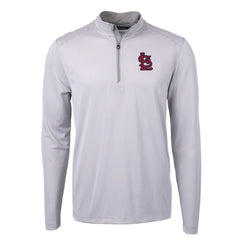 St. Louis Cardinals Cutter & Buck Virtue Eco Pique Micro Stripe Recycled Quarter-Zip Pullover Top - MLB