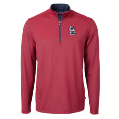 St. Louis Cardinals Cutter & Buck Virtue Eco Pique Micro Stripe Recycled Quarter-Zip Pullover Top - MLB