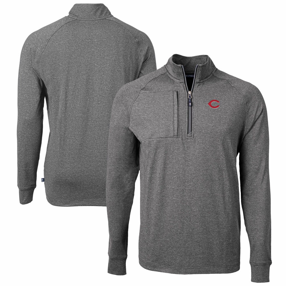 Cincinnati Reds Cutter & Buck Adapt Eco Knit Stretch Recycled Quarter-Zip Pullover Top - MLB