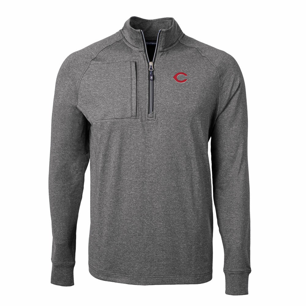 Cincinnati Reds Cutter & Buck Adapt Eco Knit Stretch Recycled Quarter-Zip Pullover Top - MLB