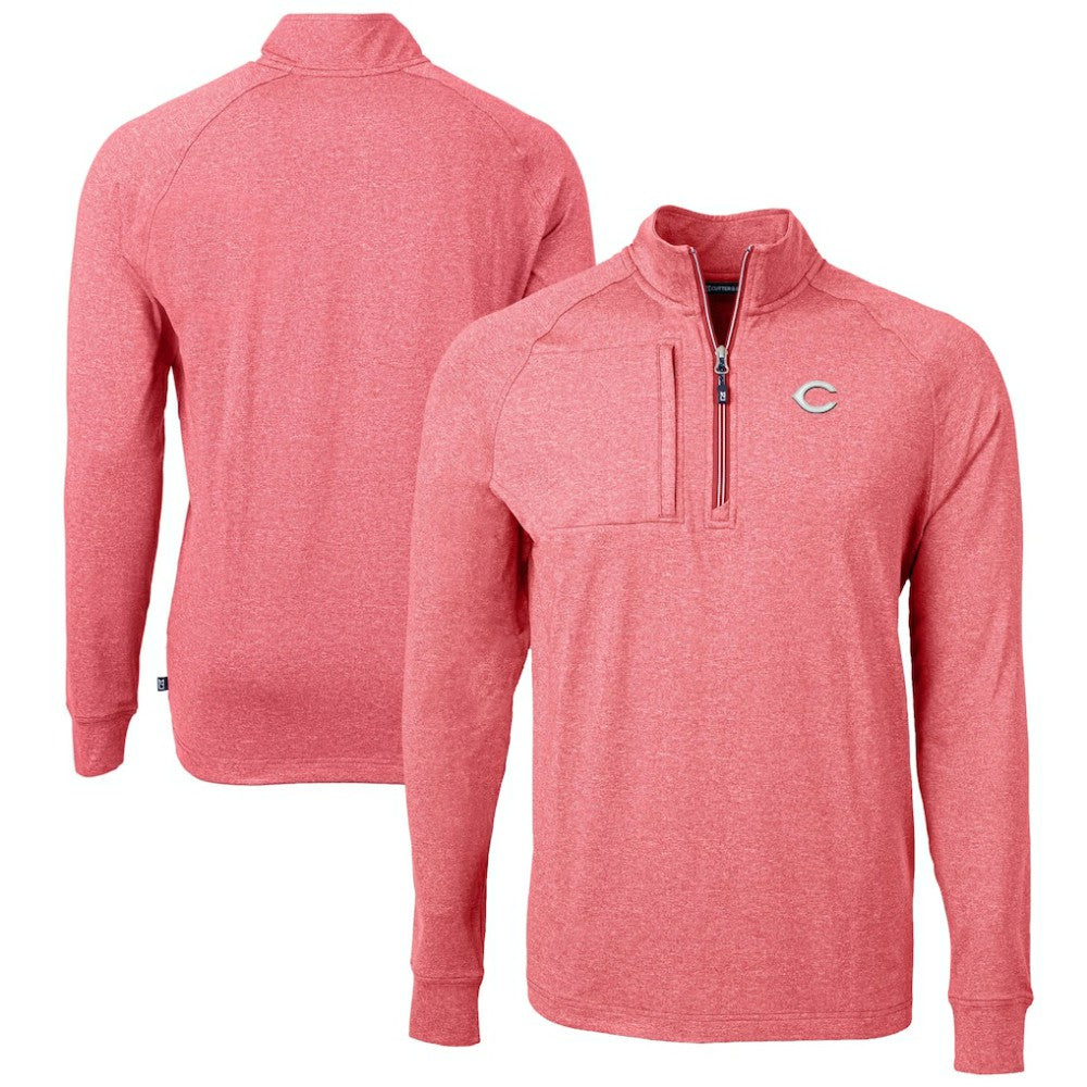 Cincinnati Reds Cutter & Buck Adapt Eco Knit Stretch Recycled Quarter-Zip Pullover Top - MLB