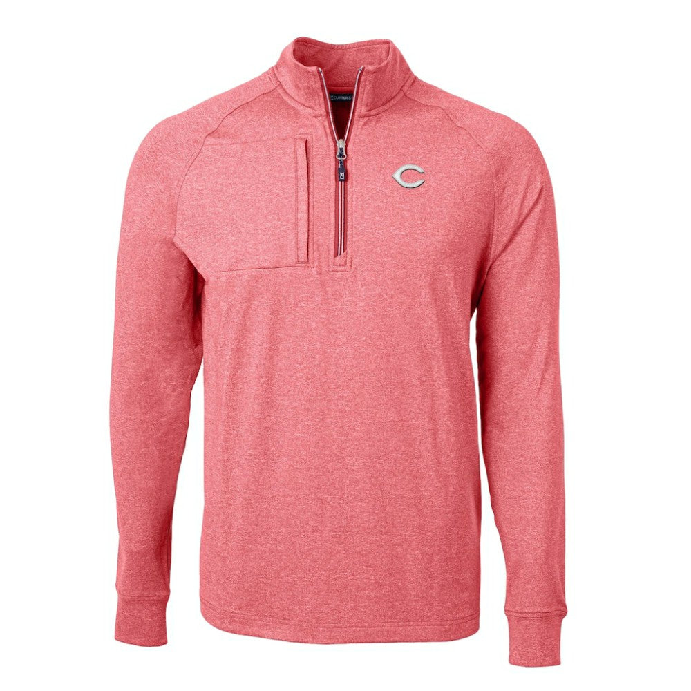Cincinnati Reds Cutter & Buck Adapt Eco Knit Stretch Recycled Quarter-Zip Pullover Top - MLB