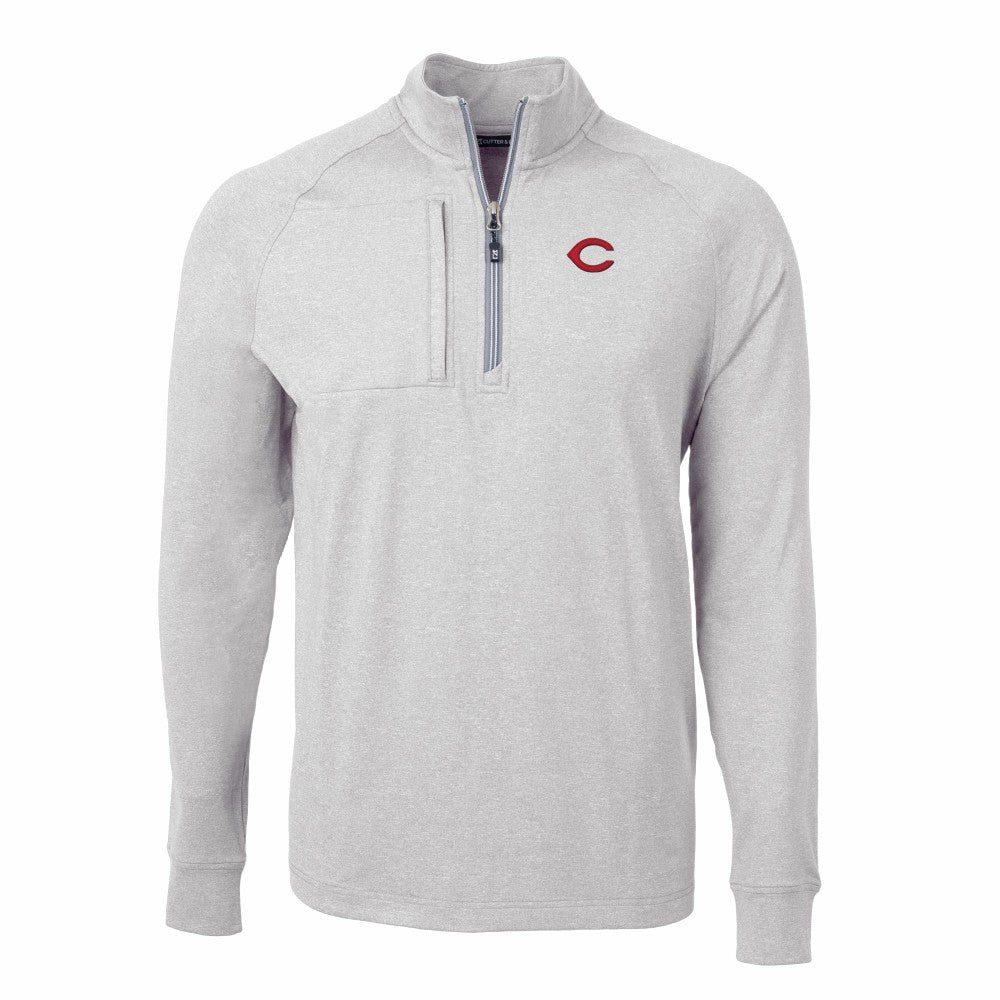 Cincinnati Reds Cutter & Buck Adapt Eco Knit Stretch Recycled Quarter-Zip Pullover Top - MLB