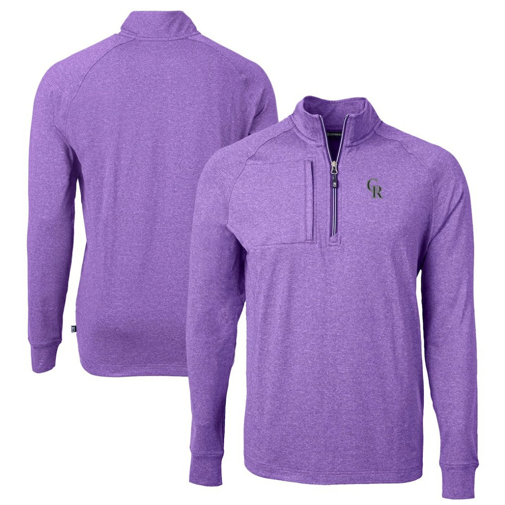 Colorado Rockies Cutter & Buck Adapt Eco Knit Stretch Recycled Quarter-Zip Pullover Top - MLB