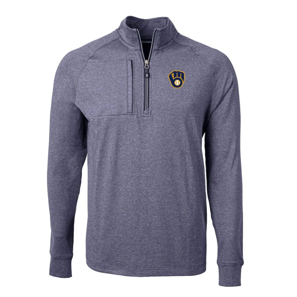 Milwaukee Brewers Cutter & Buck Adapt Eco Knit Stretch Recycled Quarter-Zip Pullover Top - MLB