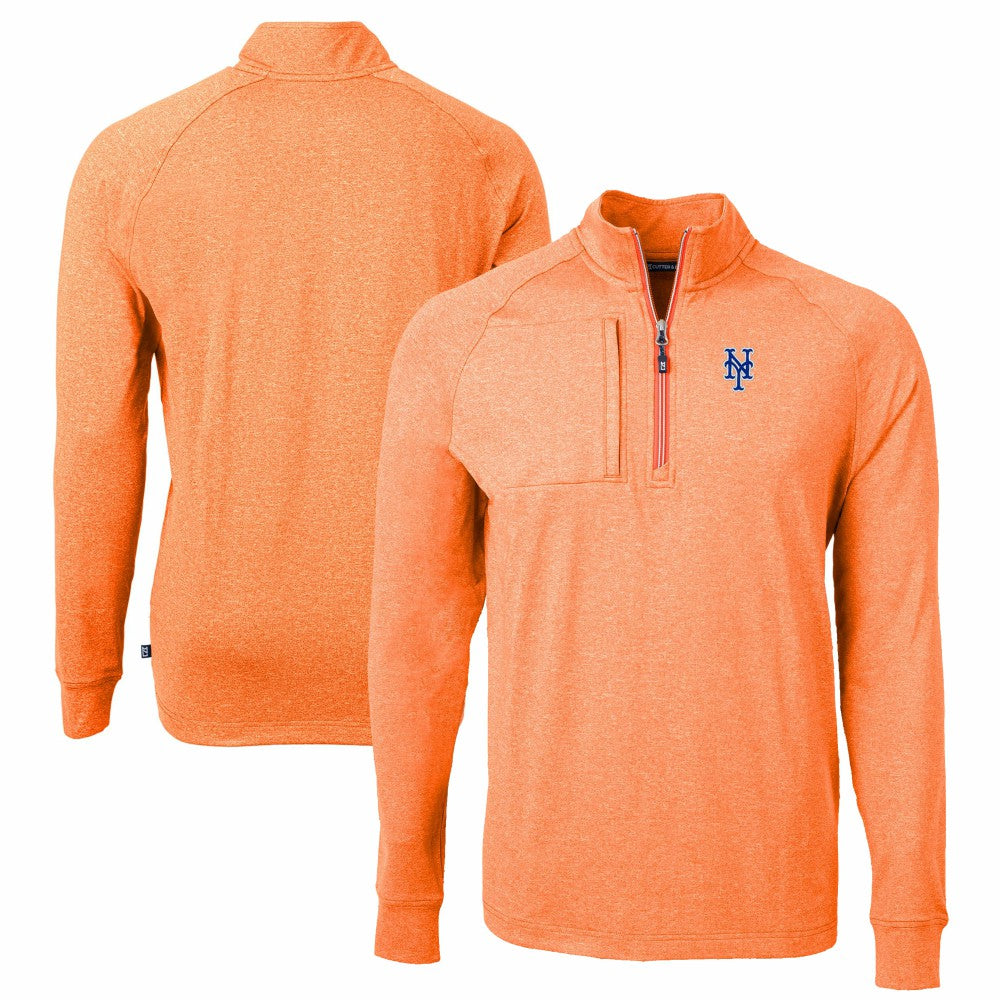 New York Mets Cutter & Buck Adapt Eco Knit Stretch Recycled Quarter-Zip Pullover Top - MLB