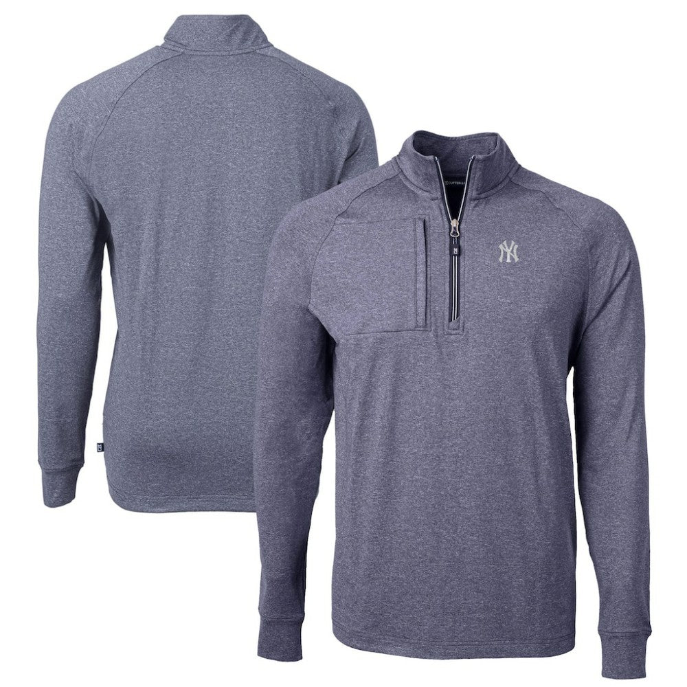 New York Yankees Cutter & Buck Adapt Eco Knit Stretch Recycled Quarter-Zip Pullover Top - MLB