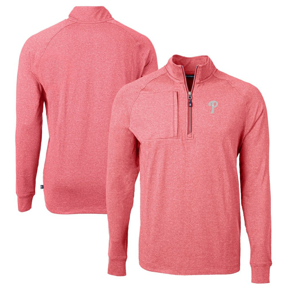 Philadelphia Phillies Cutter & Buck Adapt Eco Knit Stretch Recycled Quarter-Zip Pullover Top - MLB