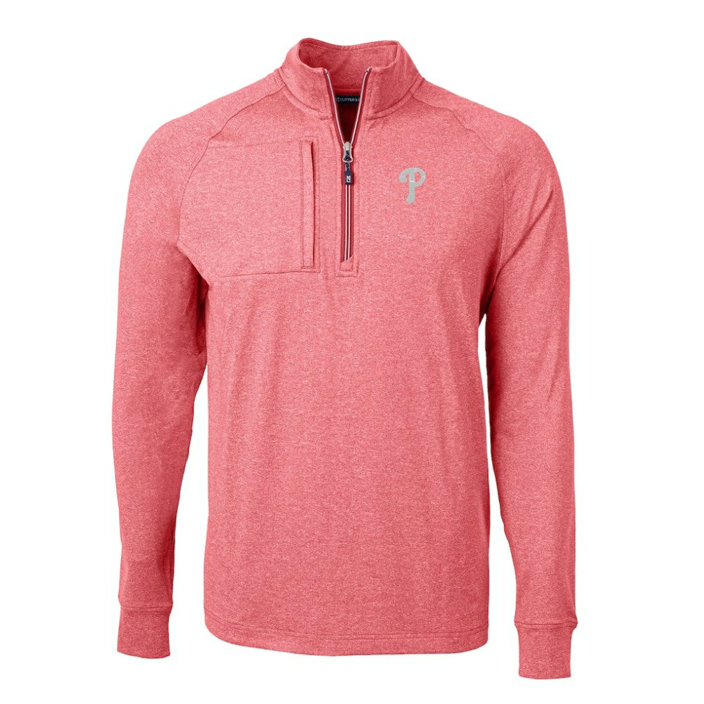 Philadelphia Phillies Cutter & Buck Adapt Eco Knit Stretch Recycled Quarter-Zip Pullover Top - MLB