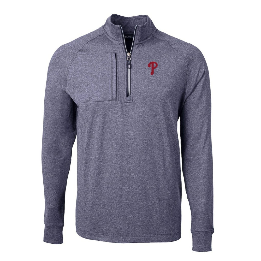 Philadelphia Phillies Cutter & Buck Adapt Eco Knit Stretch Recycled Quarter-Zip Pullover Top - MLB