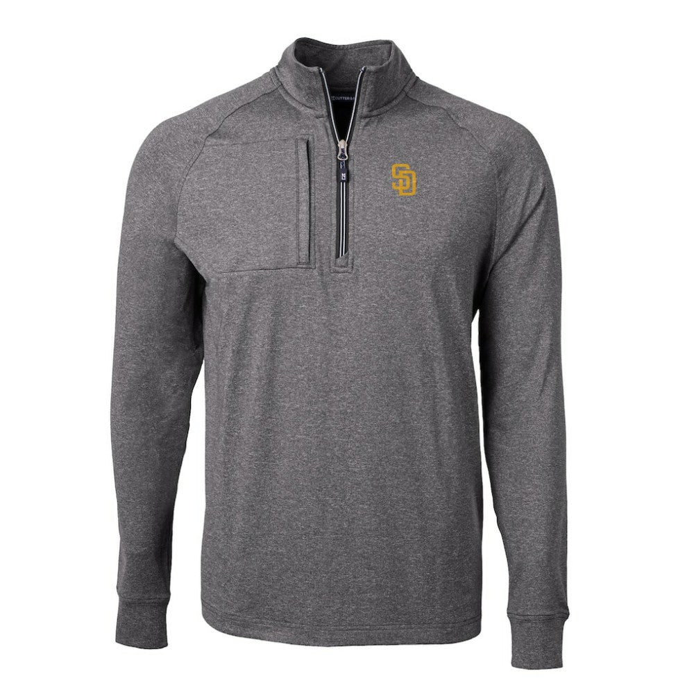 San Diego Padres Cutter & Buck Adapt Eco Knit Stretch Recycled Quarter-Zip Pullover Top - MLB