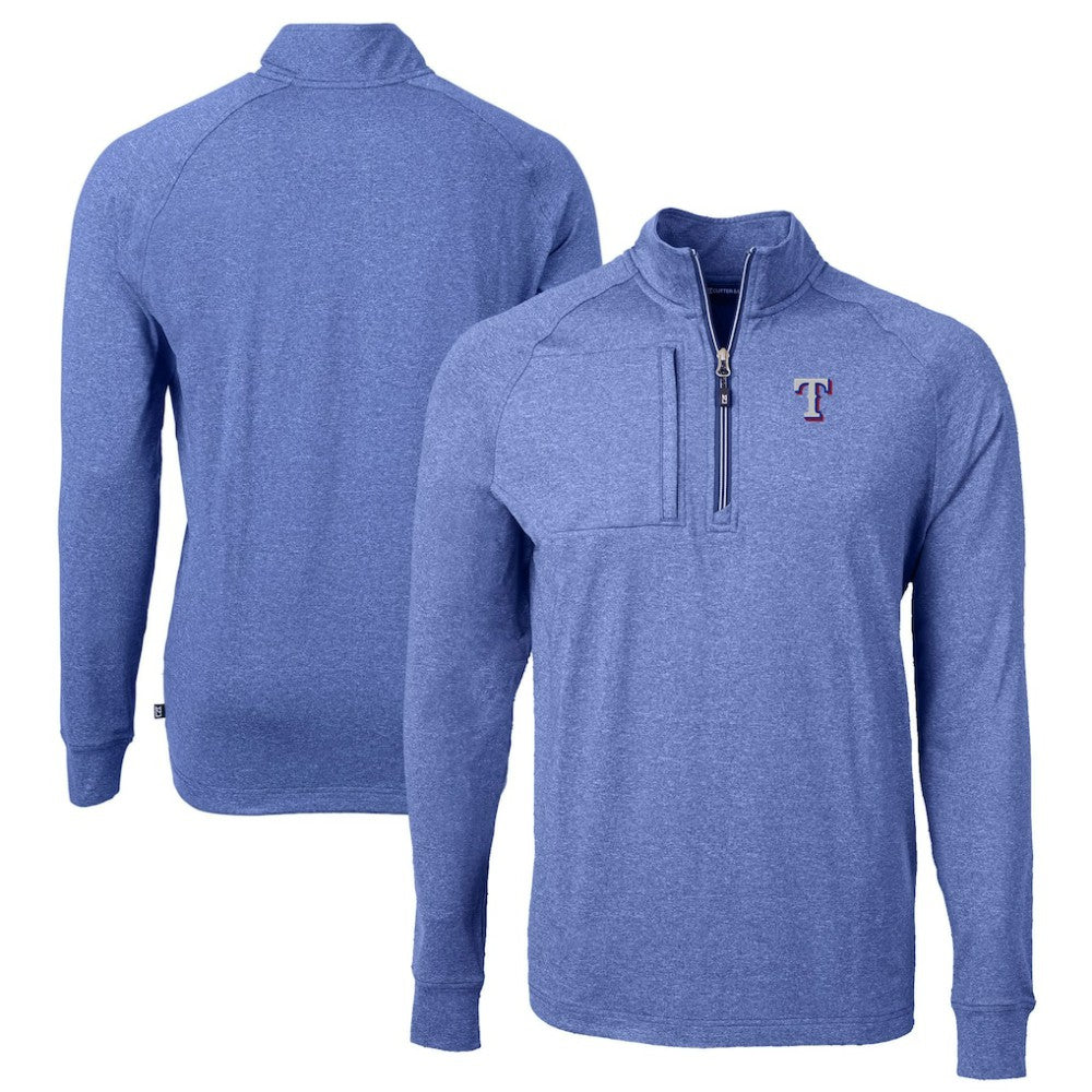 Texas Rangers Cutter & Buck Adapt Eco Knit Stretch Recycled Quarter-Zip Pullover Top - MLB
