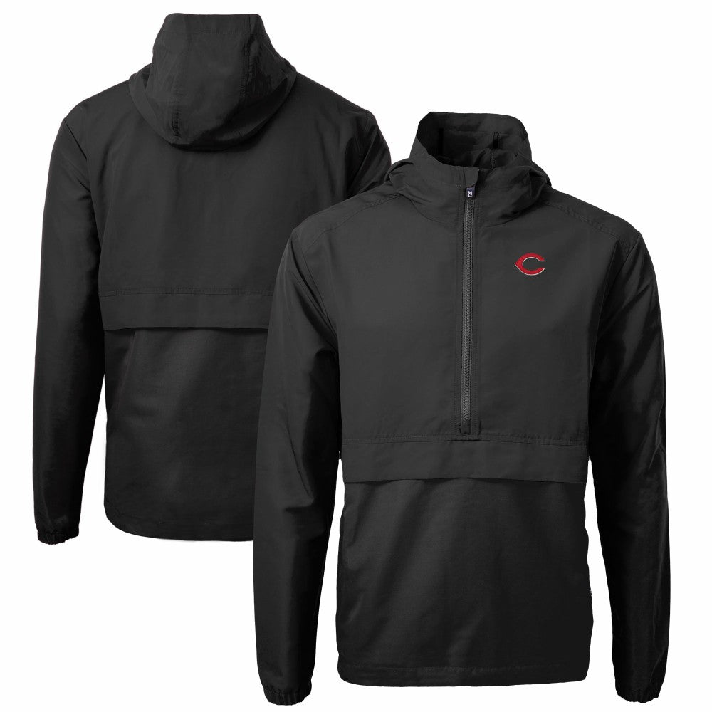 Cincinnati Reds Cutter & Buck Charter Eco Recycled Half-Zip Anorak Jacket - MLB