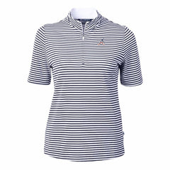 Atlanta Braves Cutter & Buck Women's Virtue Eco Pique Stripe Recycled Quarter-Zip Pullover Top - MLB