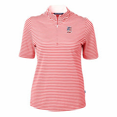 Detroit Tigers Cutter & Buck Women's Virtue Eco Pique Stripe Recycled Quarter-Zip Pullover Top - MLB