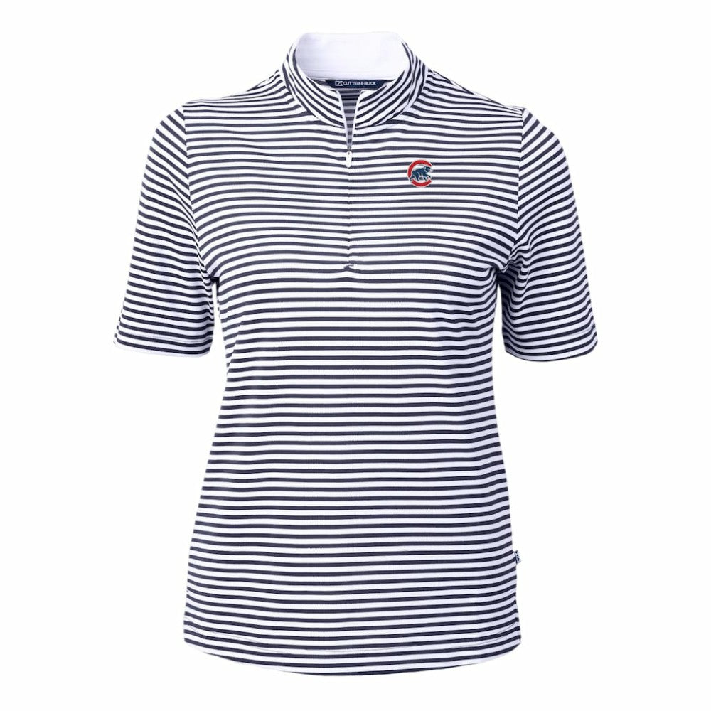 Chicago Cubs Cutter & Buck Women's Virtue Eco Pique Stripe Top - MLB