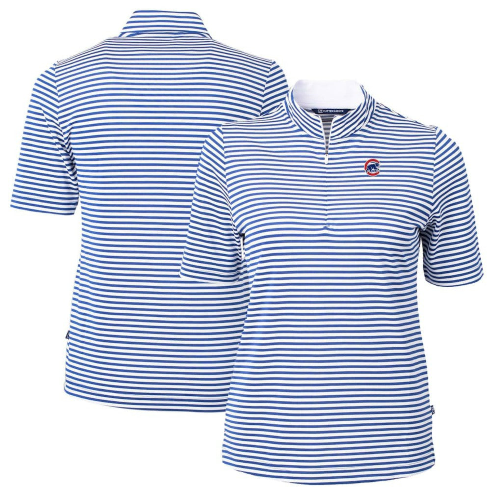 Chicago Cubs Cutter & Buck Women's Virtue Eco Pique Stripe Top - MLB