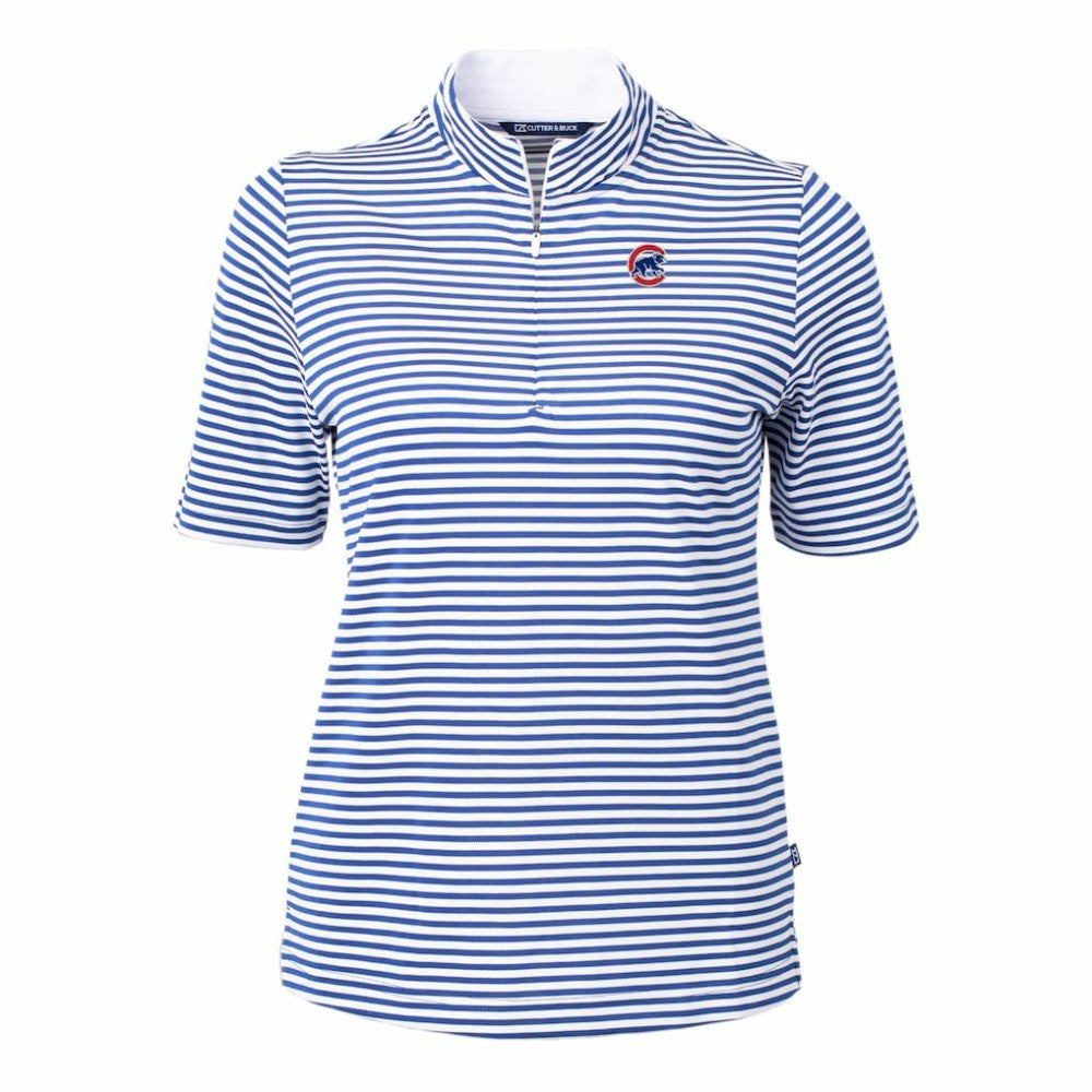 Chicago Cubs Cutter & Buck Women's Virtue Eco Pique Stripe Top - MLB