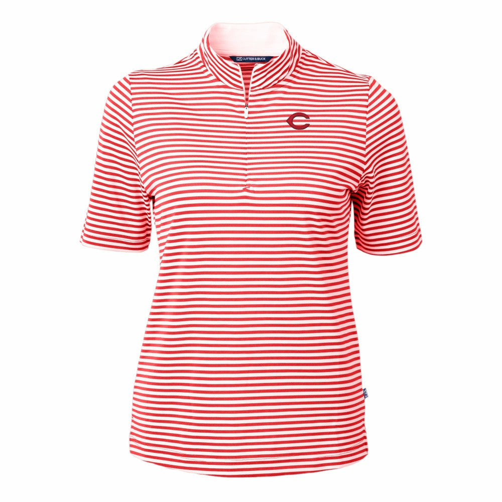 Cincinnati Reds Cutter & Buck Women's Virtue Eco Pique Stripe Top - MLB