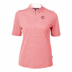 Cincinnati Reds Cutter & Buck Women's Virtue Eco Pique Stripe Top - MLB
