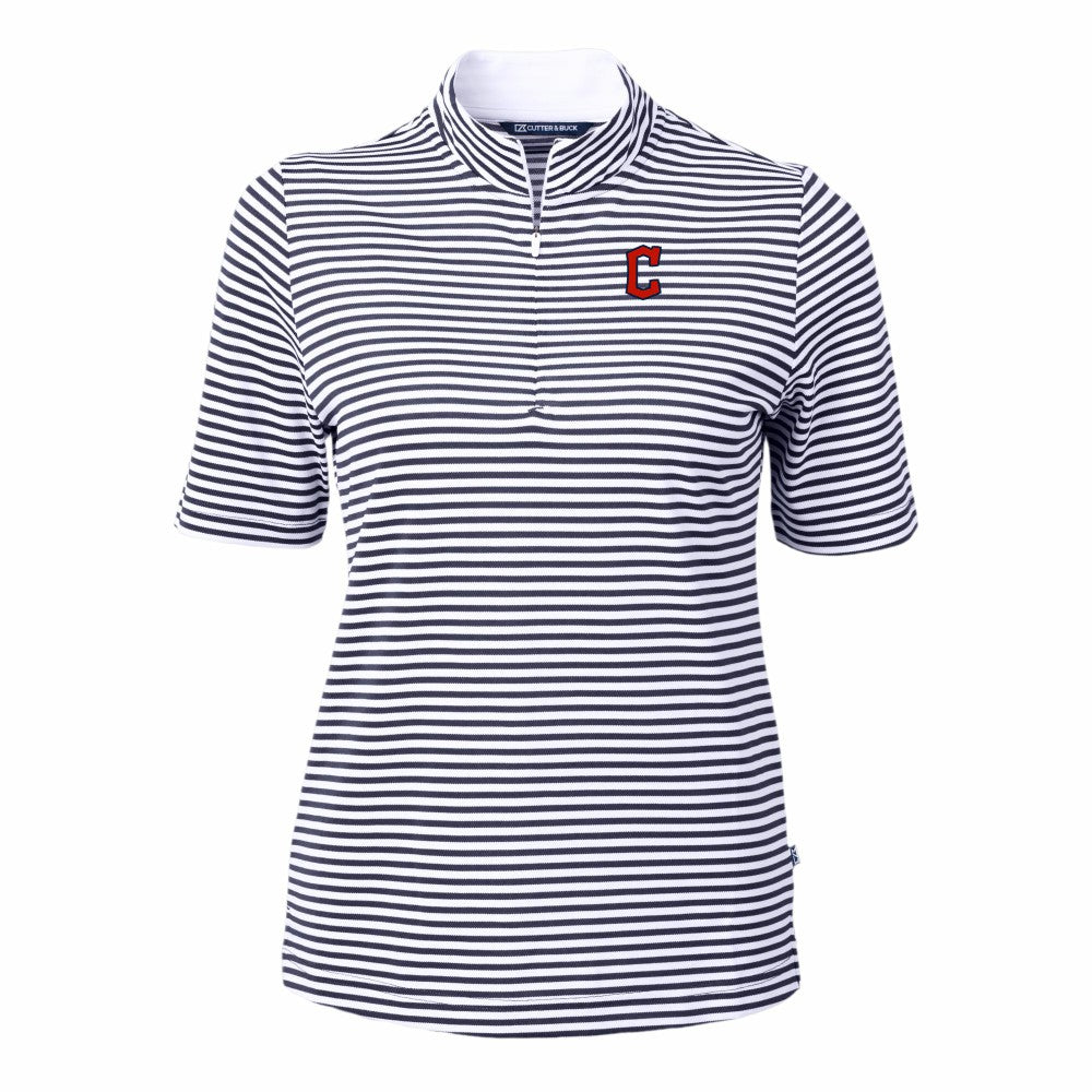 Cleveland Guardians Cutter & Buck Women's Virtue Eco Pique Stripe Top - MLB