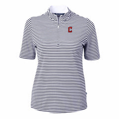 Cleveland Guardians Cutter & Buck Women's Virtue Eco Pique Stripe Top - MLB