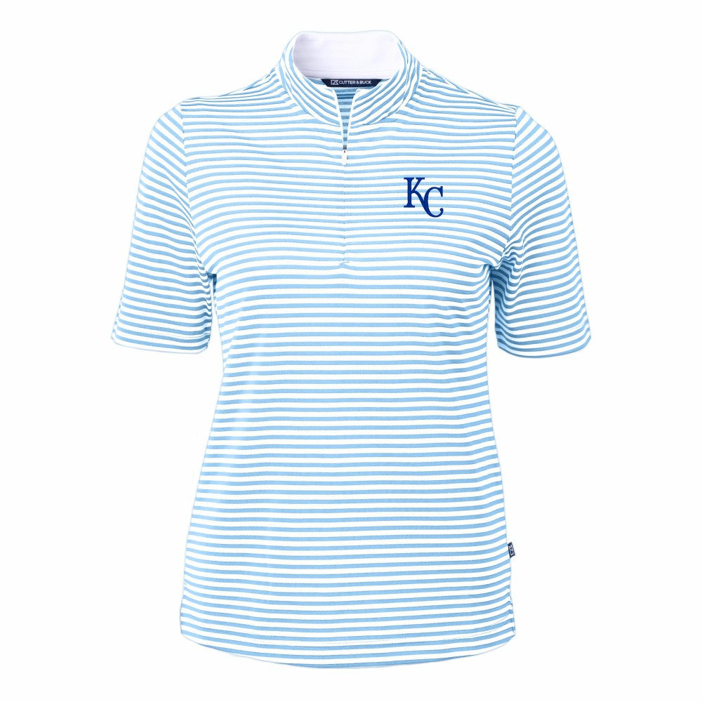 Kansas City Royals Cutter & Buck Women's Virtue Eco Pique Stripe Top - MLB