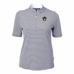 Milwaukee Brewers Cutter & Buck Women's Virtue Eco Pique Stripe Top - MLB