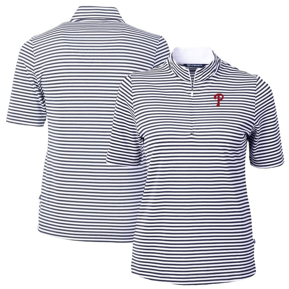 Philadelphia Phillies Cutter & Buck Women's Virtue Eco Pique Stripe Top - MLB