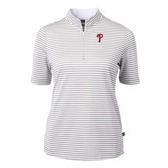 Philadelphia Phillies Cutter & Buck Women's Virtue Eco Pique Stripe Top - MLB