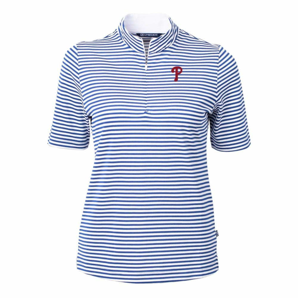 Philadelphia Phillies Cutter & Buck Women's Virtue Eco Pique Stripe Top - MLB