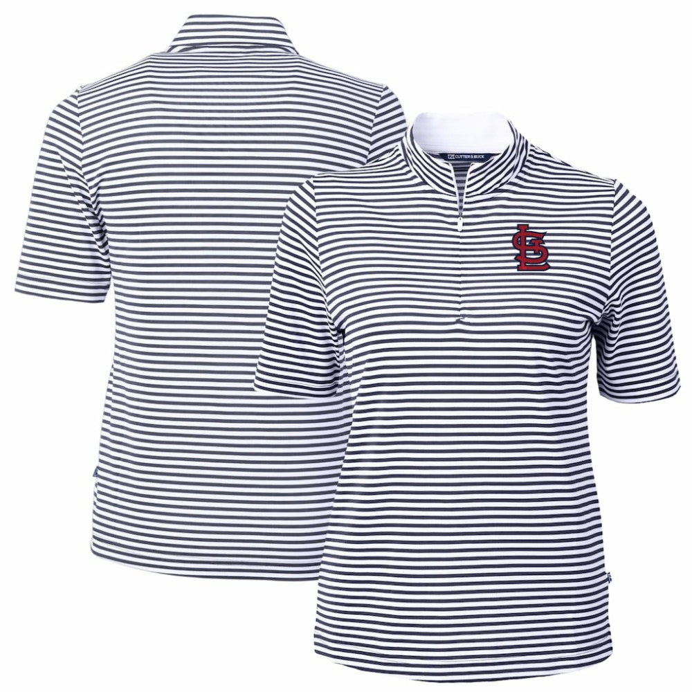 St. Louis Cardinals Cutter & Buck Women's Virtue Eco Pique Stripe Top - MLB