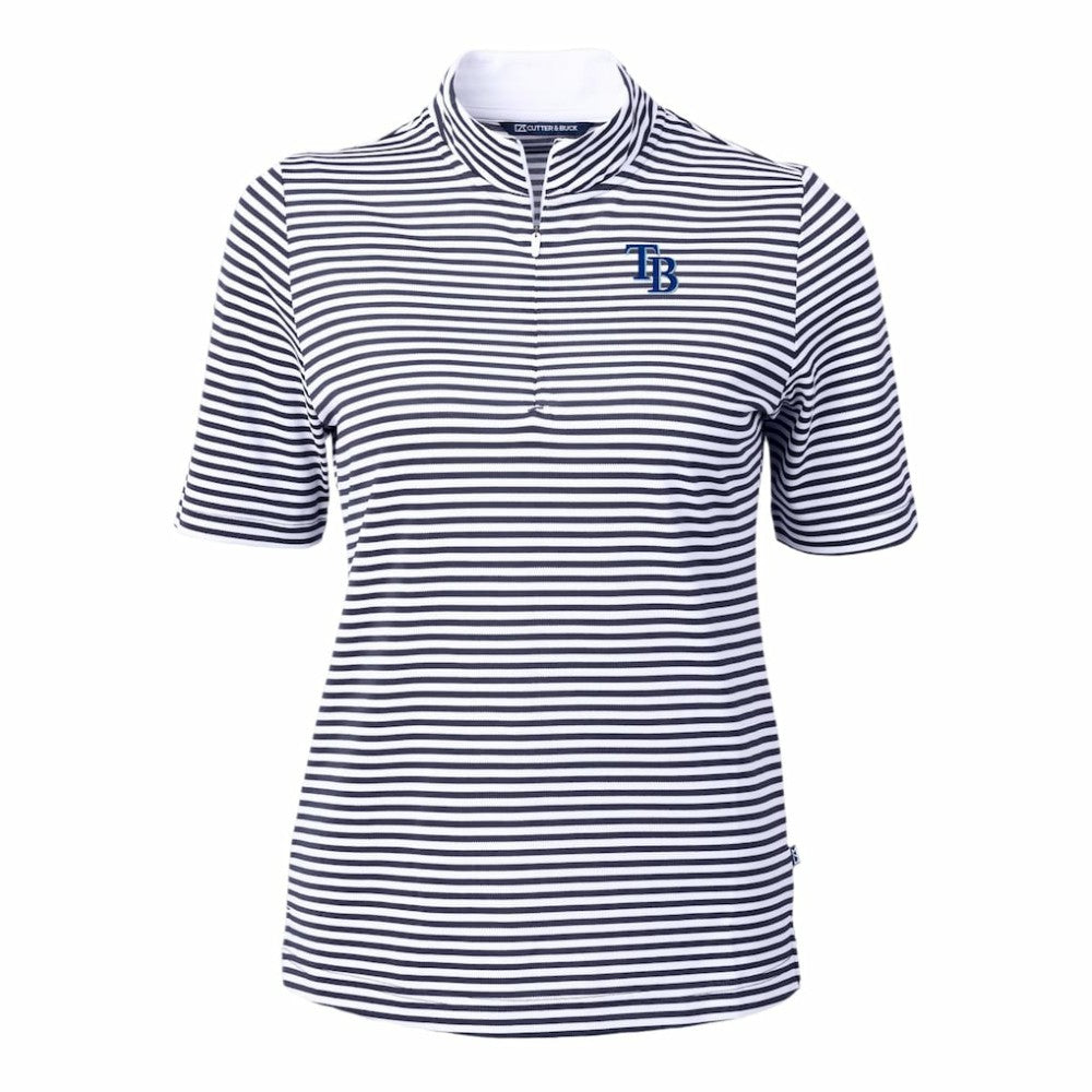 Tampa Bay Rays Cutter & Buck Women's Virtue Eco Pique Stripe Top - MLB