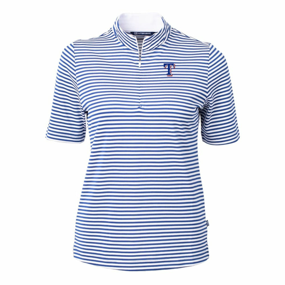 Texas Rangers Cutter & Buck Women's Virtue Eco Pique Stripe Top - MLB