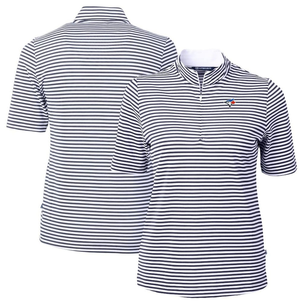 Toronto Blue Jays Cutter & Buck Women's Virtue Eco Pique Stripe Top - MLB