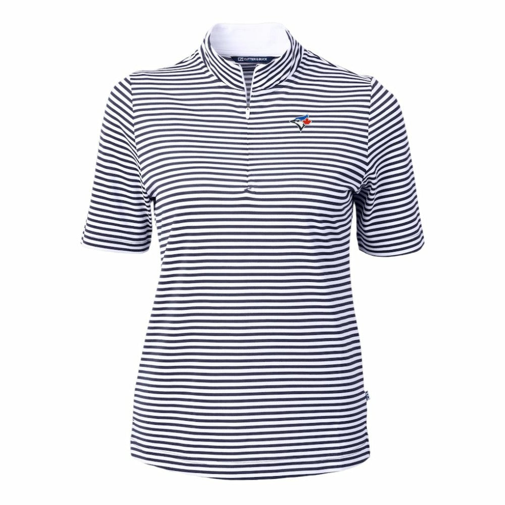 Toronto Blue Jays Cutter & Buck Women's Virtue Eco Pique Stripe Top - MLB
